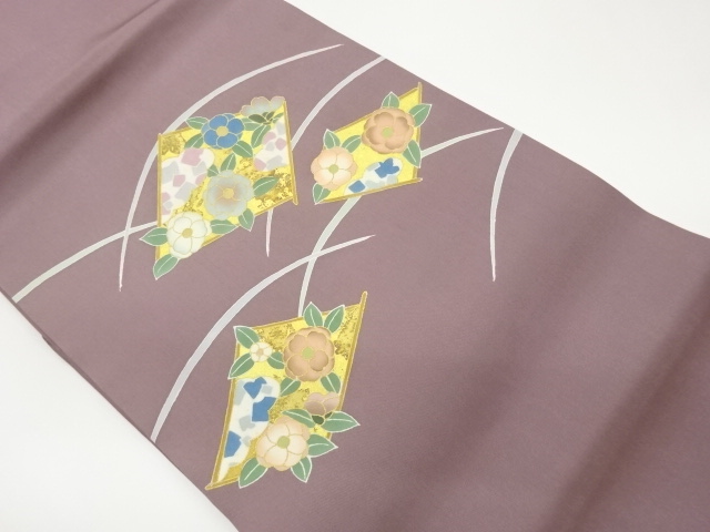 JAPANESE KIMONO / SHIOZE KINZAI HISHI NI HANABISHI / SHIBA PATTERN NAG